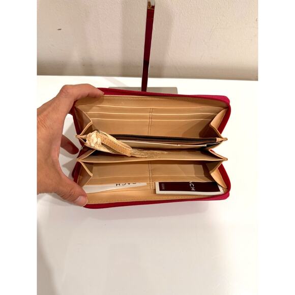 NWT Coach Zip Up Continental Canvas and Suede Wallet Pink - Picture 4 of 7